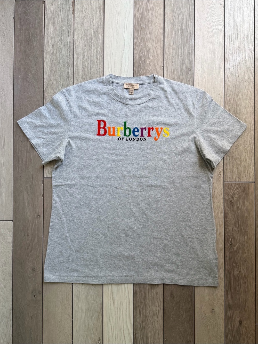 Burberry Grey Rainbow Logo T-Shirt - Men’s